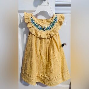 Max Studio Yellow Kids Dress with Blue Embroidery
